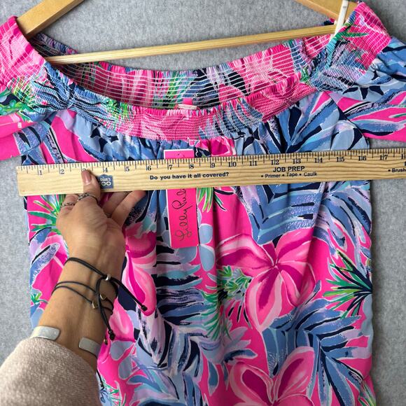 NWT Lilly Pulitzer Top Womens Off Shoulder Cockatoo Pink Maryellen Vacation - Picture 6 of 12